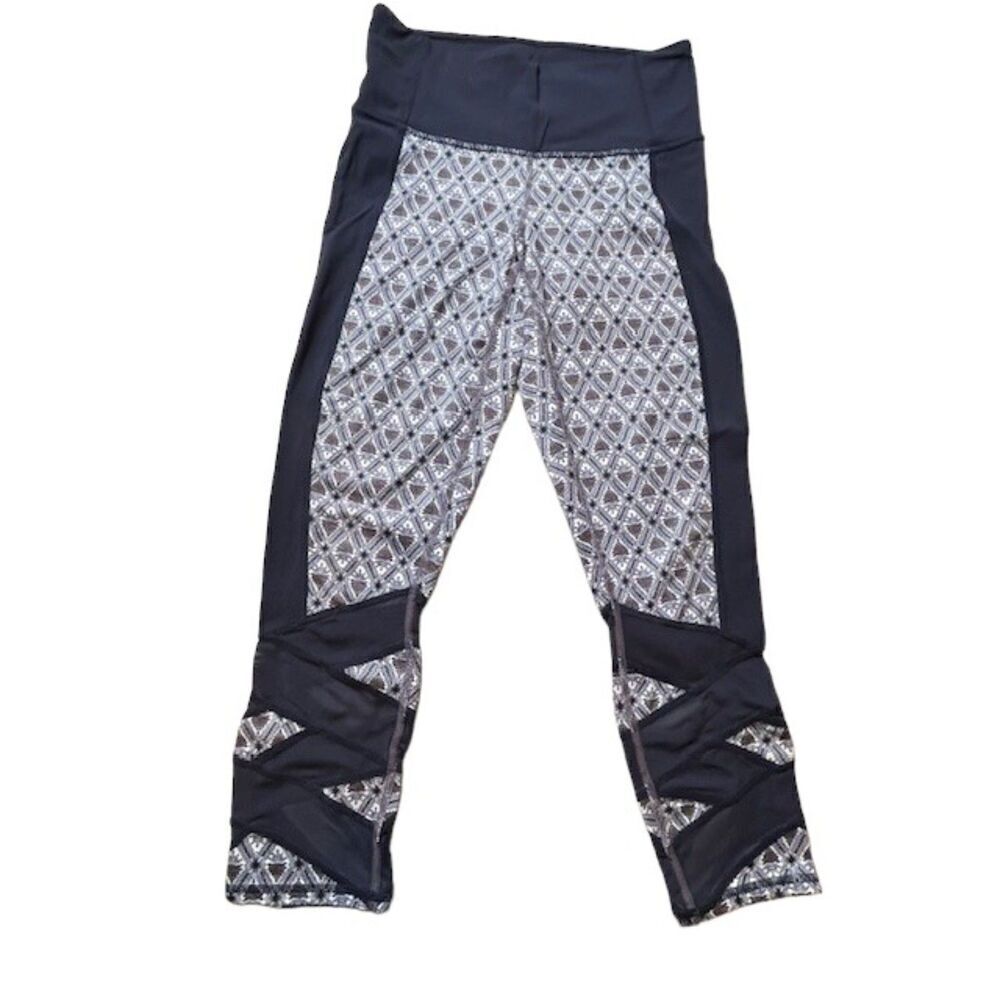 Athleta Mantra Print Leggings Cropped Navy White Print XS